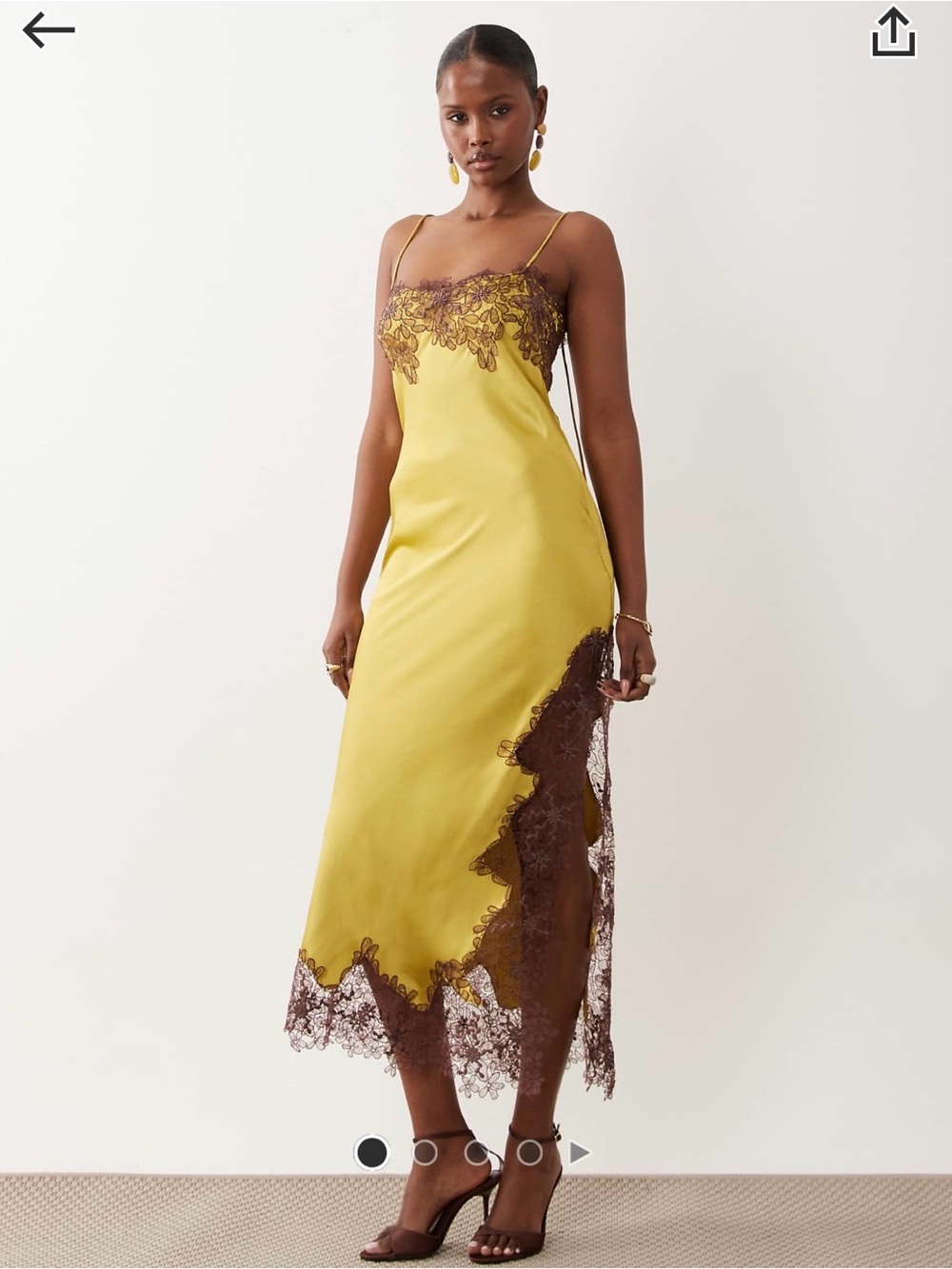 ASOS Design Satin Lace Applique Midi Dress